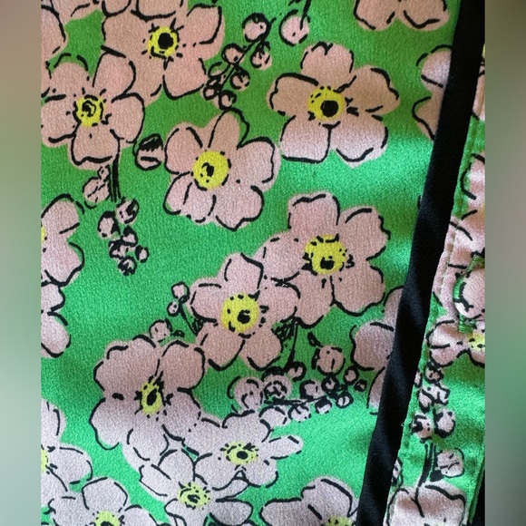 Kate Spade Charm Floral Button Down Pajama Top Short Sleeve Green & Pink Sz Med - Picture 10 of 16